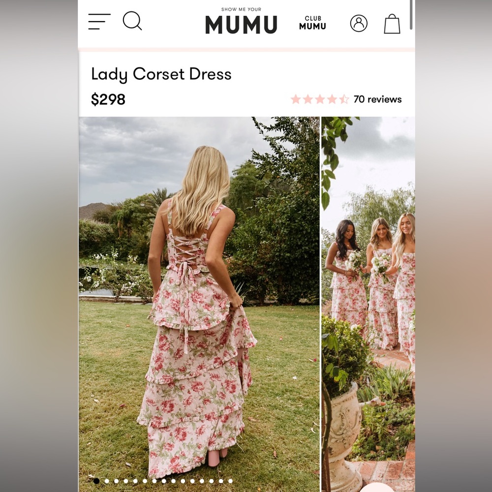 Brand new, tags still Show Me Your MuMu corset pink floral wedding guest dress.
